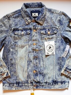 Maison Noir Men's Light Blue Acid-Wash Denim Jacket